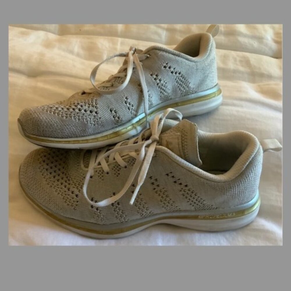 APL Silver and Gold Athletic Shoes with Breathable Knit Design